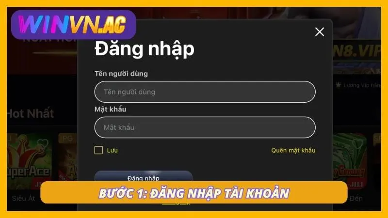 Người chơi nhập thông tin để truy cập nhanh vào hệ thống